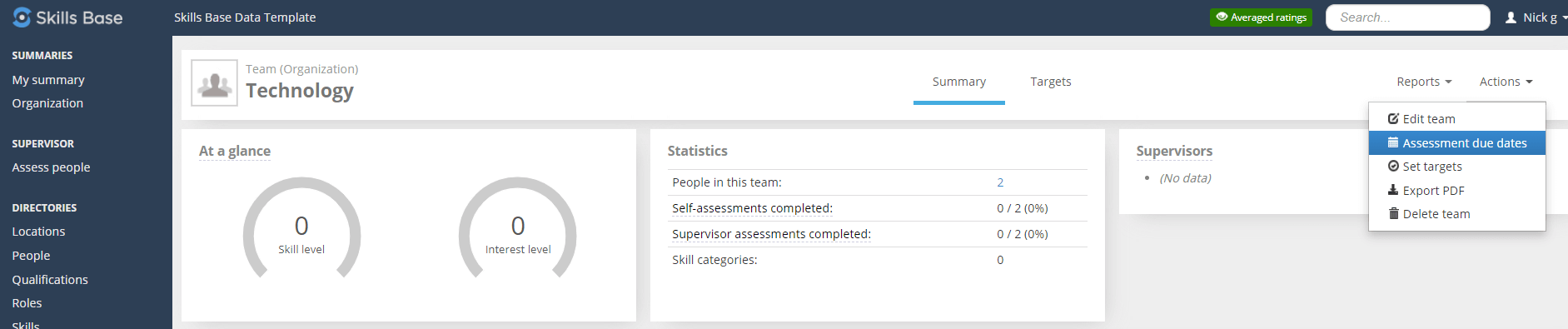 Skills Base Dashboard Assessment Due Date